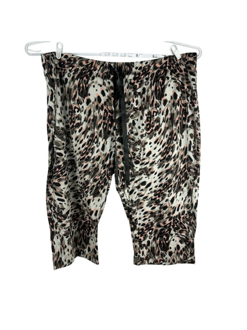 Sofia Vergara Womens 3X Drawstring Capri Pants Cameo Pink Animal Print
